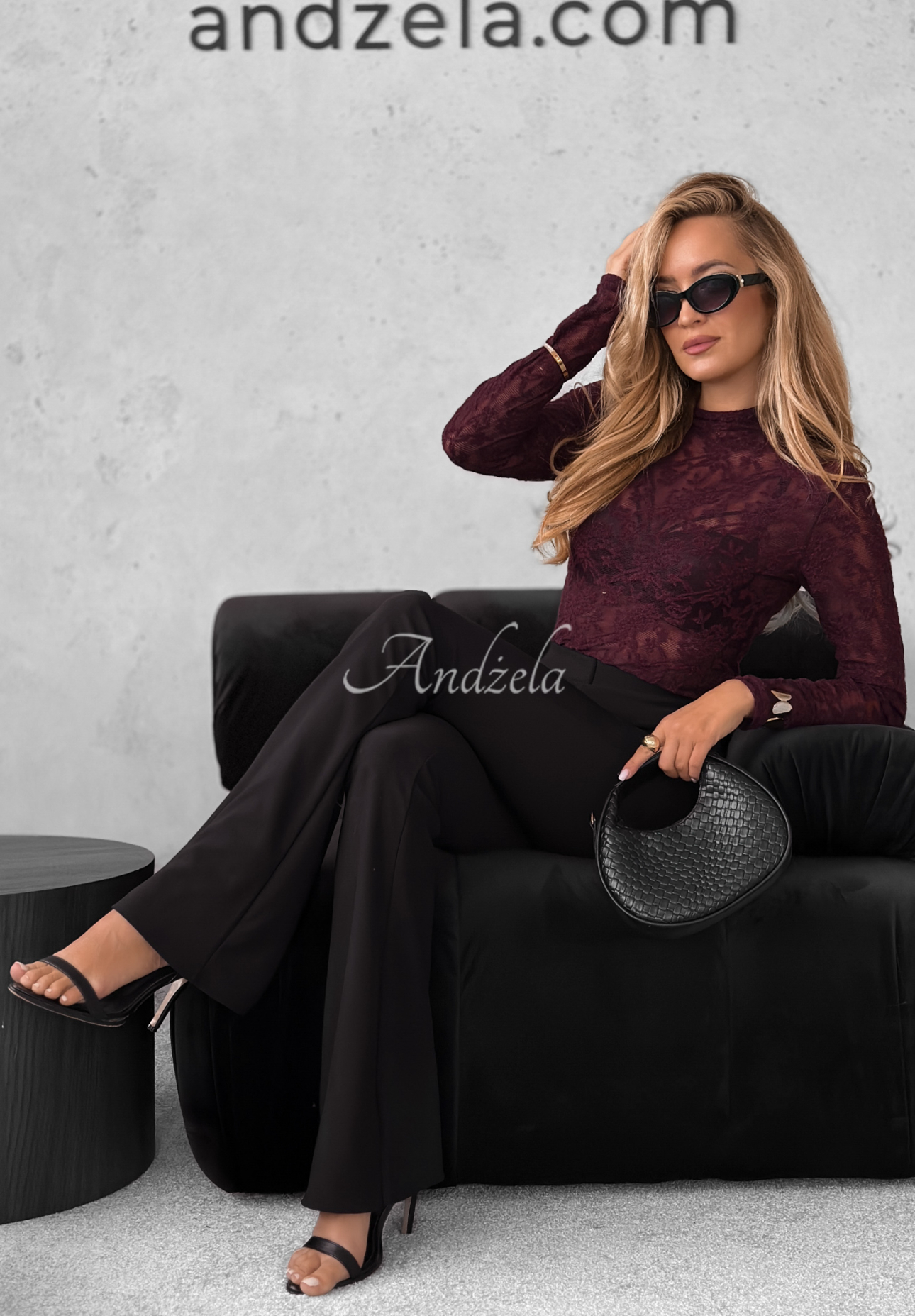 Koronkowa bluzka longsleeve Imagine Me burgundowa