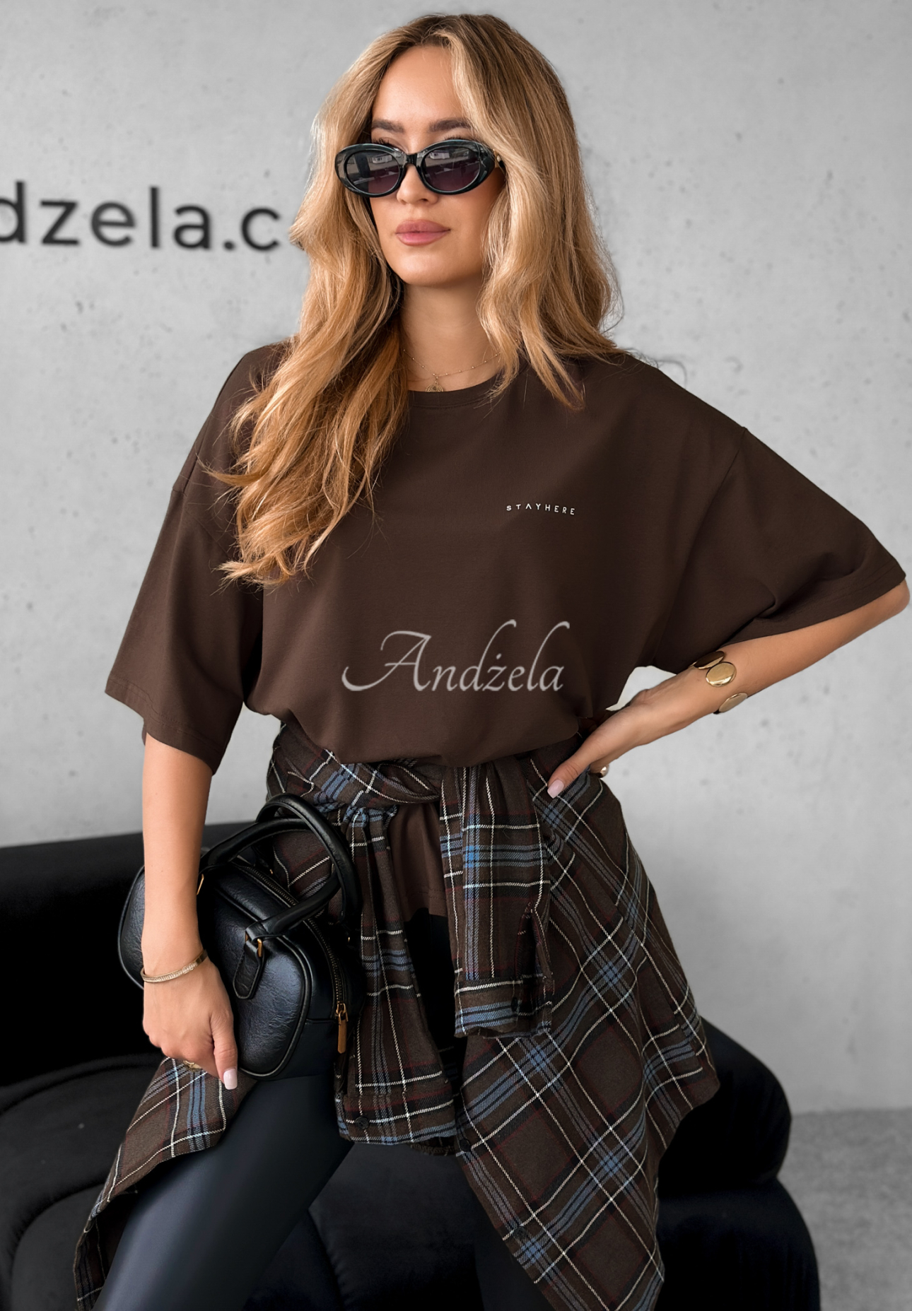 Bawełniany T-shirt z nadrukiem Without Saying czekoladowy
