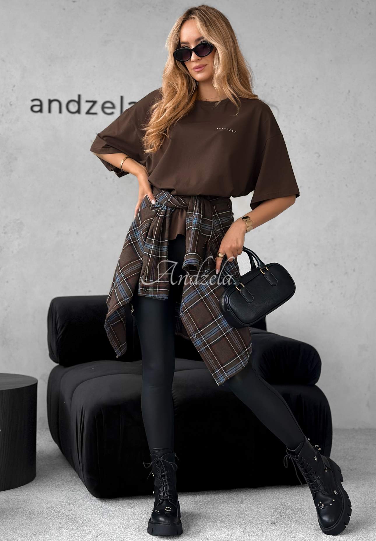 Bawełniany T-shirt z nadrukiem Without Saying czekoladowy