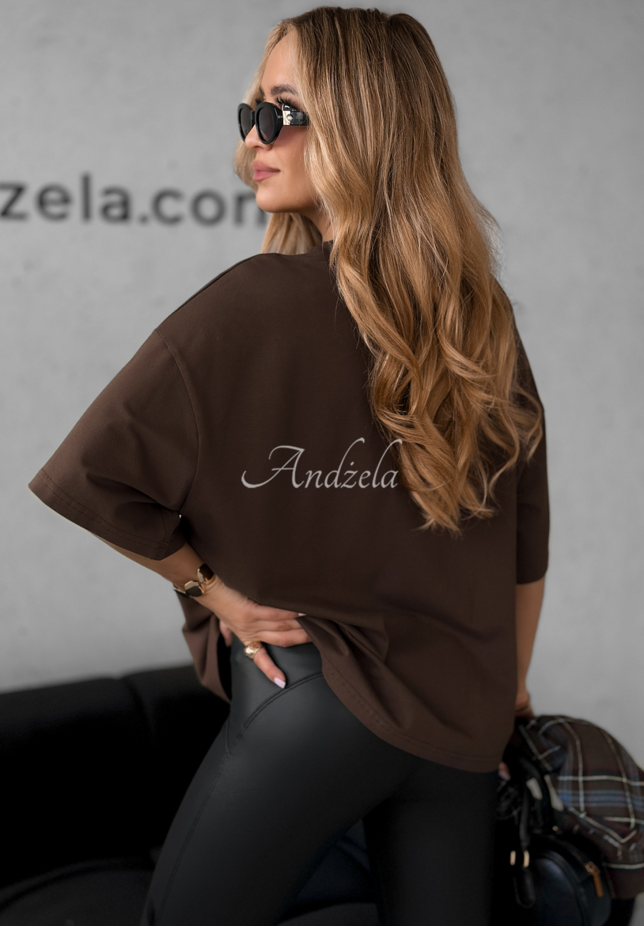 Bawełniany T-shirt z nadrukiem Without Saying czekoladowy