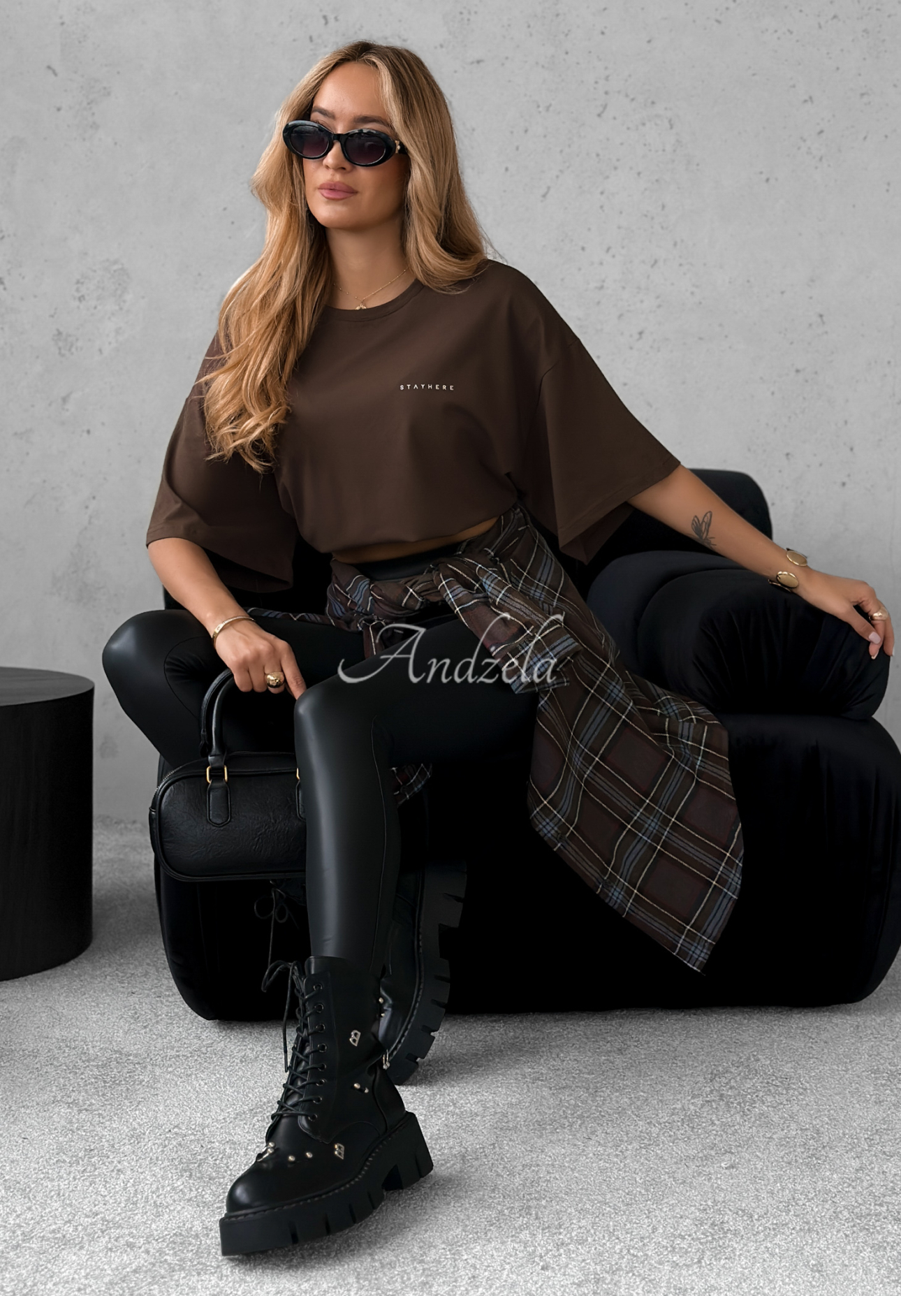 Bawełniany T-shirt z nadrukiem Without Saying czekoladowy