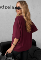 T-shirt z nadrukiem Without Saying burgundowy