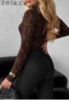 Koronkowa bluzka longsleeve Imagine Me czekoladowa