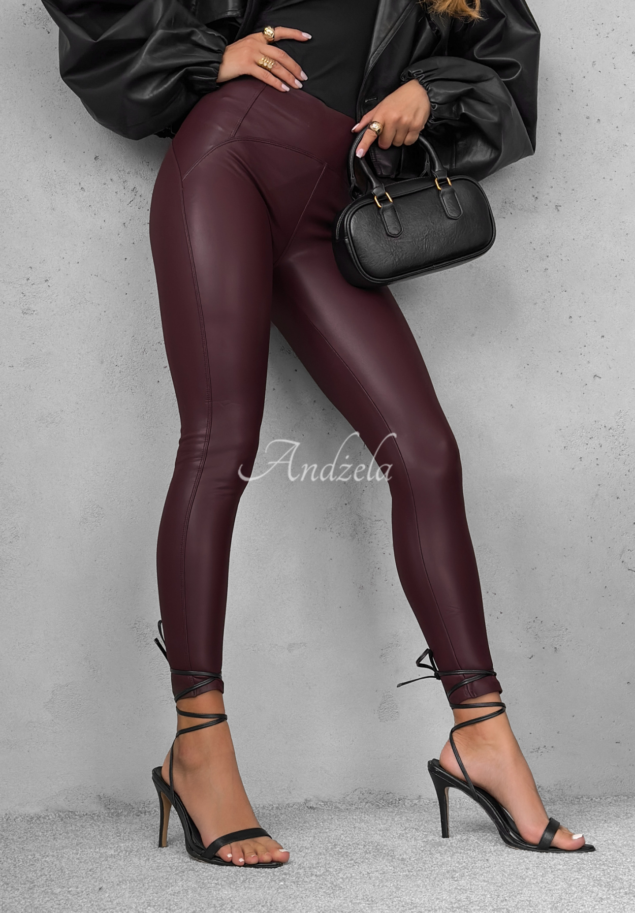 No One Knew burgundy leather leggings