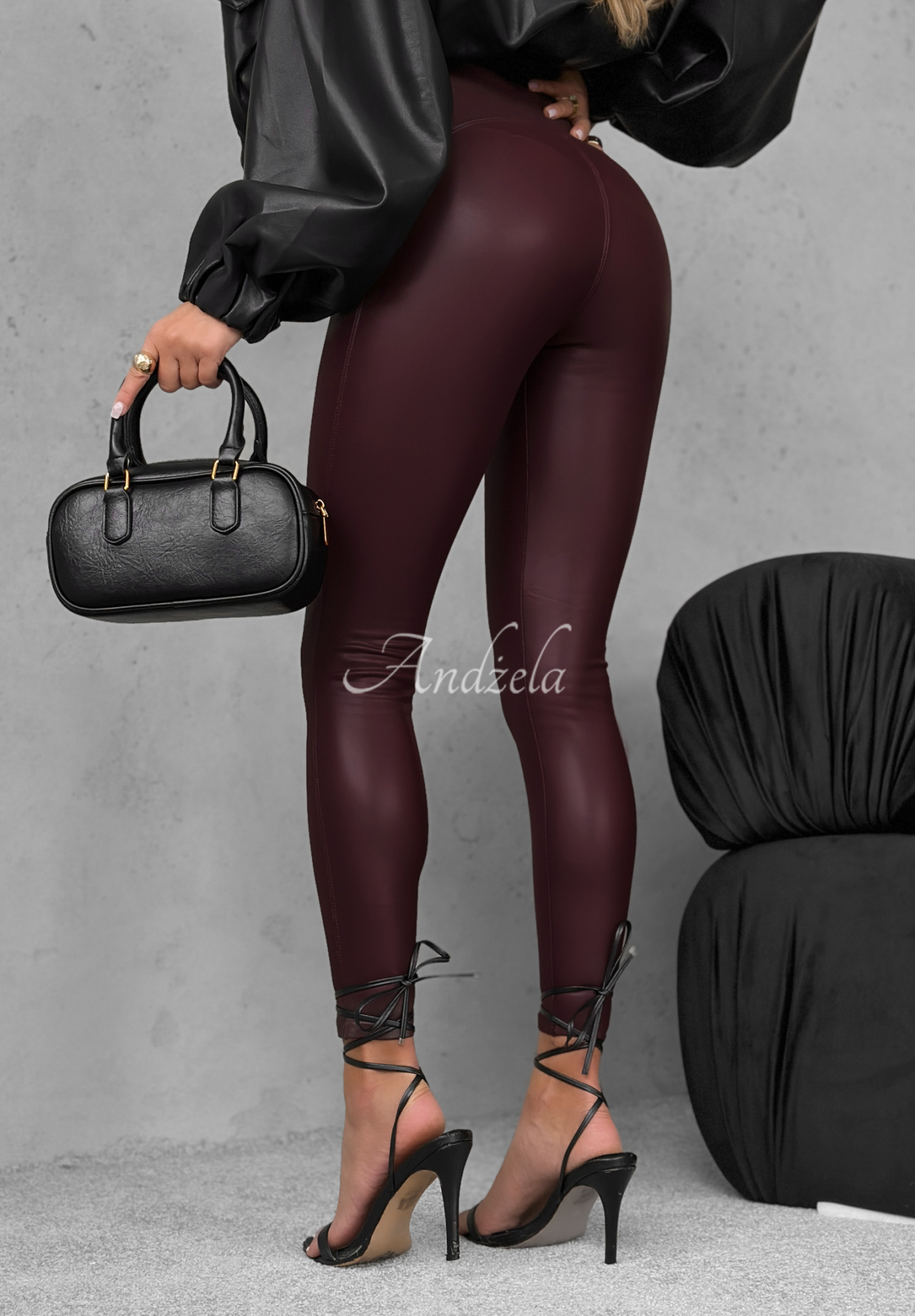 No One Knew burgundy leather leggings