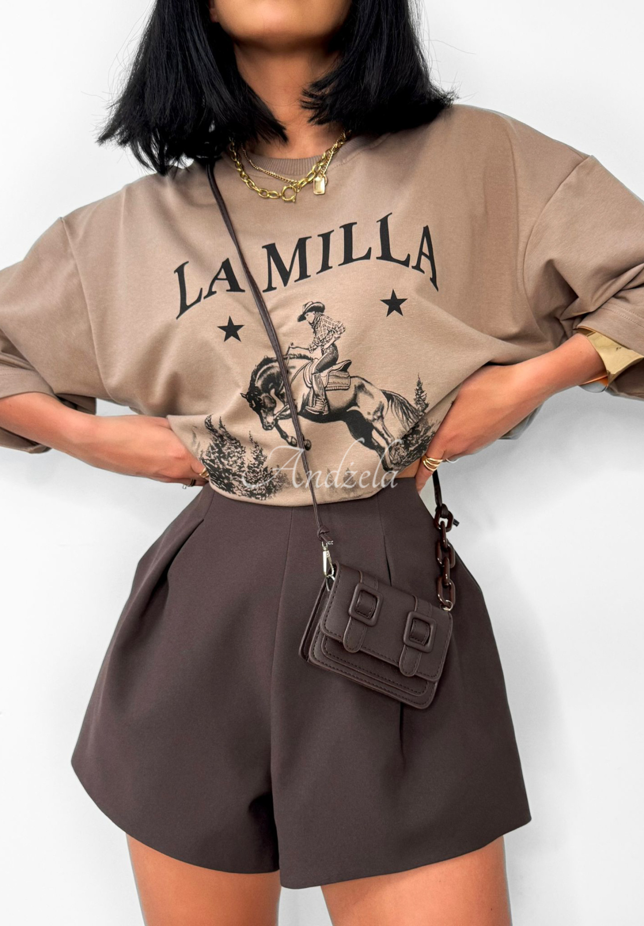 Viscose short shorts La Milla Off Today chocolate.