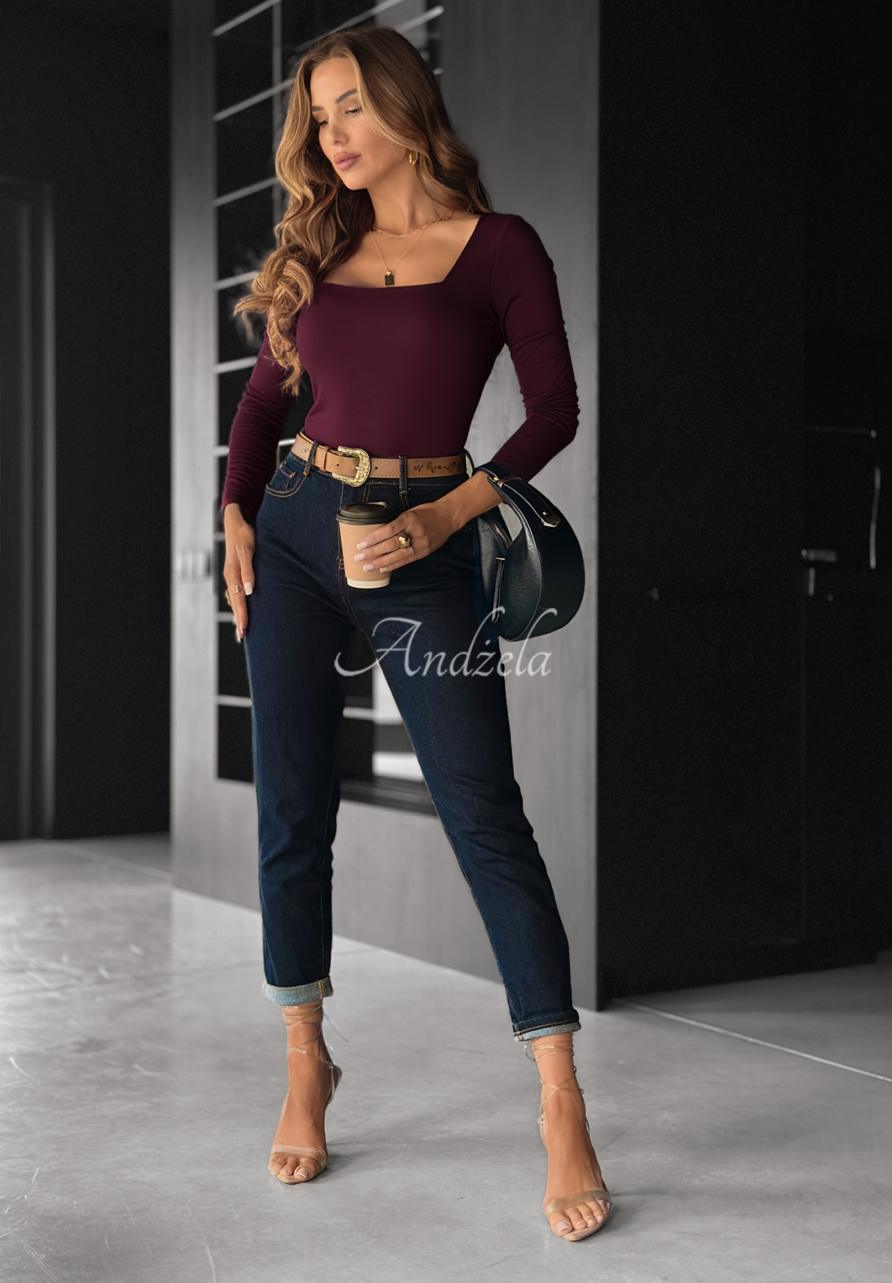 Viscose blouse with square neckline Just Checking wine