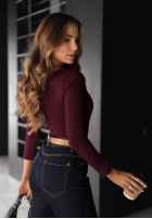 Wiskozowa bluzka z kwadratowym dekoltem Just Checking wino