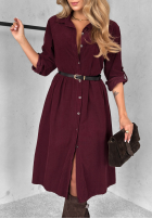 Koszulowa sukienka midi That One Autumn burgundowa