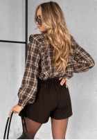 Koszula z falbankami w kratę Quiet Power camelowa