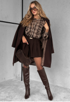 Koszula z falbankami w kratę Quiet Power camelowa