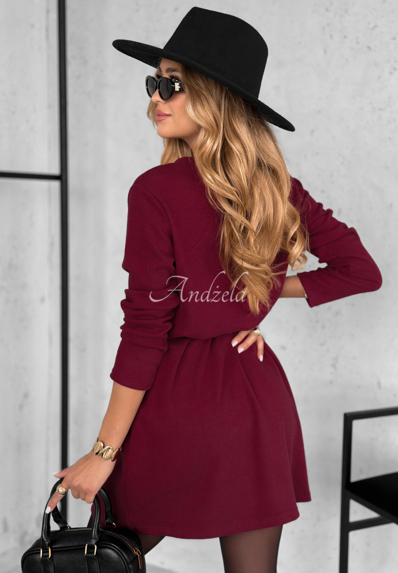 Knitted dress with viscose Sound of You burgundy