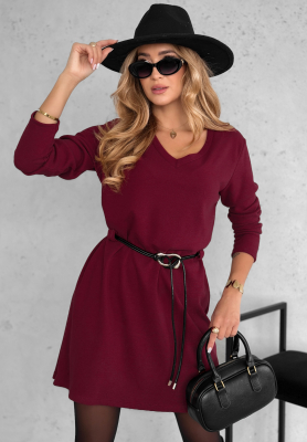 Knitted dress with viscose Sound of You burgundy