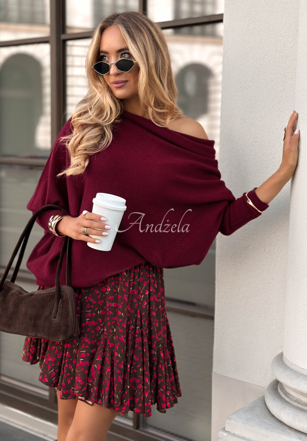 Sweter oversize Found Each Other burgundowy II