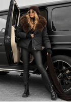 Pikowana kurtka z futerkiem Still In Autumn czarna