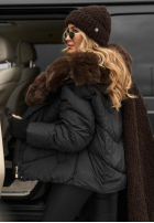 Pikowana kurtka z futerkiem Still In Autumn czarna