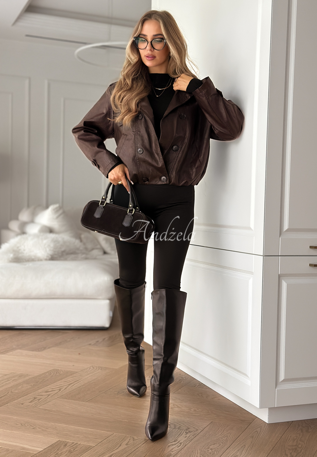 Don't React chocolate leather button-down jacket