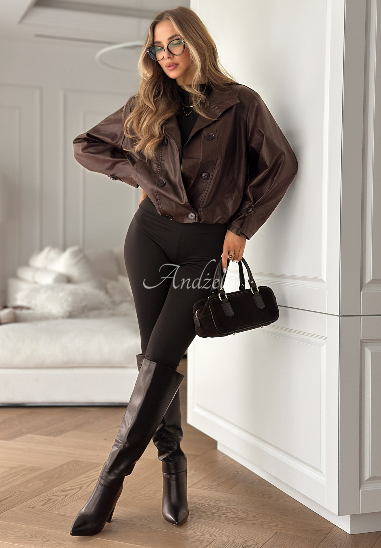 Don't React chocolate leather button-down jacket