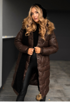 Pikowana kurtka z futerkiem Frostbite czekoladowa II