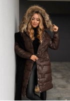 Pikowana kurtka z futerkiem Frostbite czekoladowa II