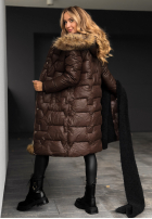 Pikowana kurtka z futerkiem Frostbite czekoladowa II