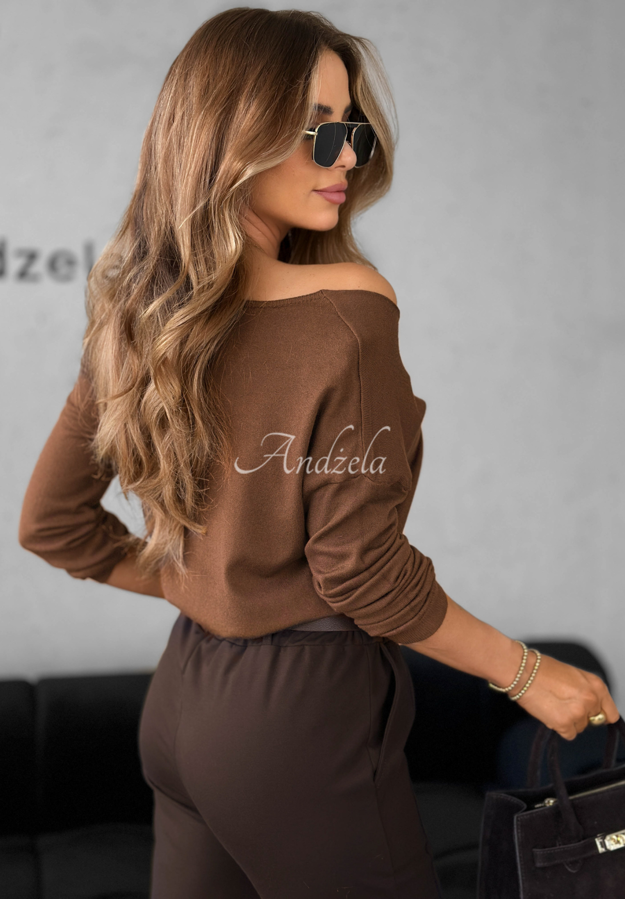 Sweater with decorative applique with viscose Coco chocolate