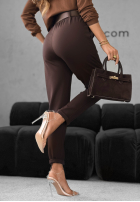 Spodnie z paskiem Say When czekoladowe