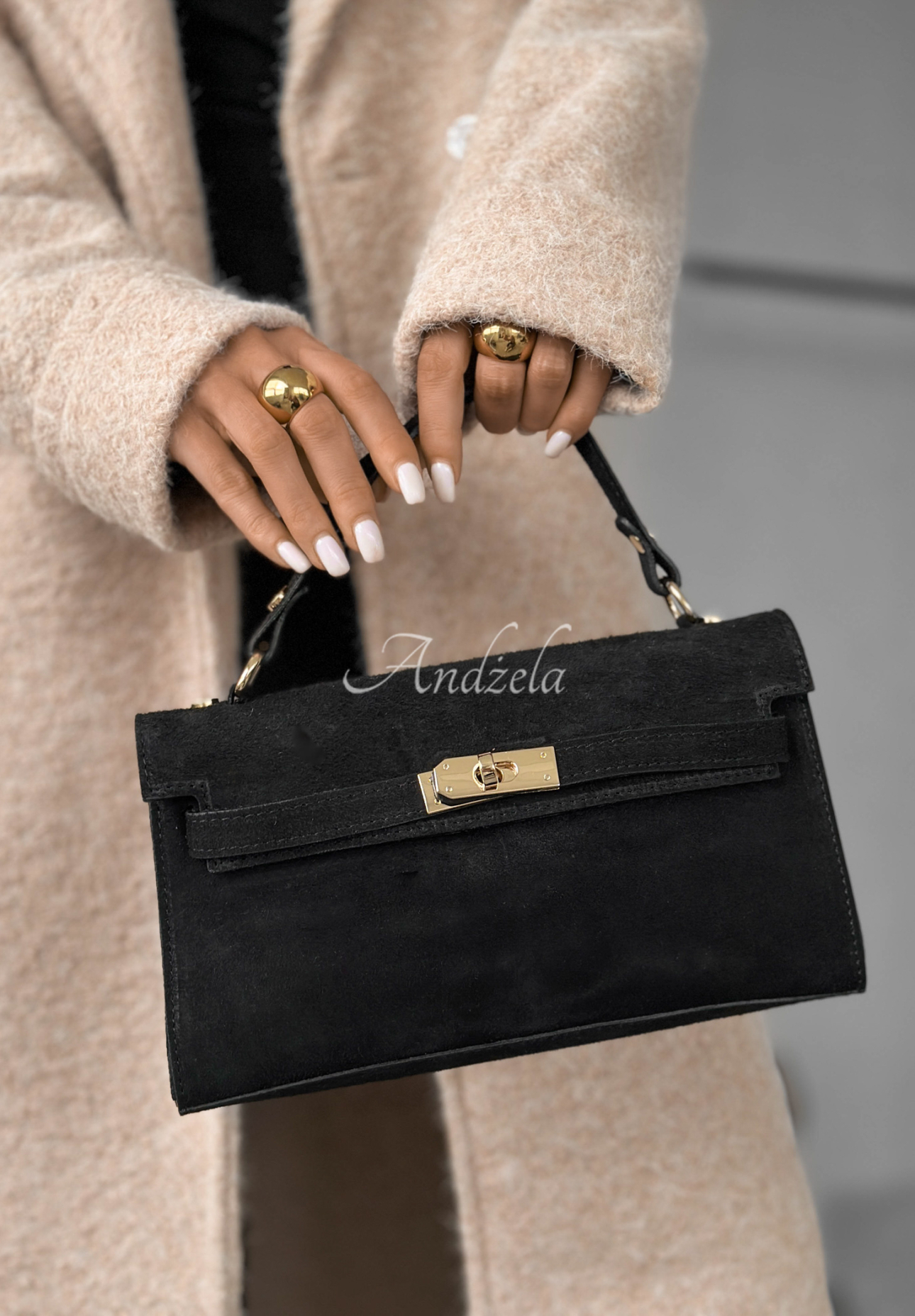 Suede handbag Weekend Only black