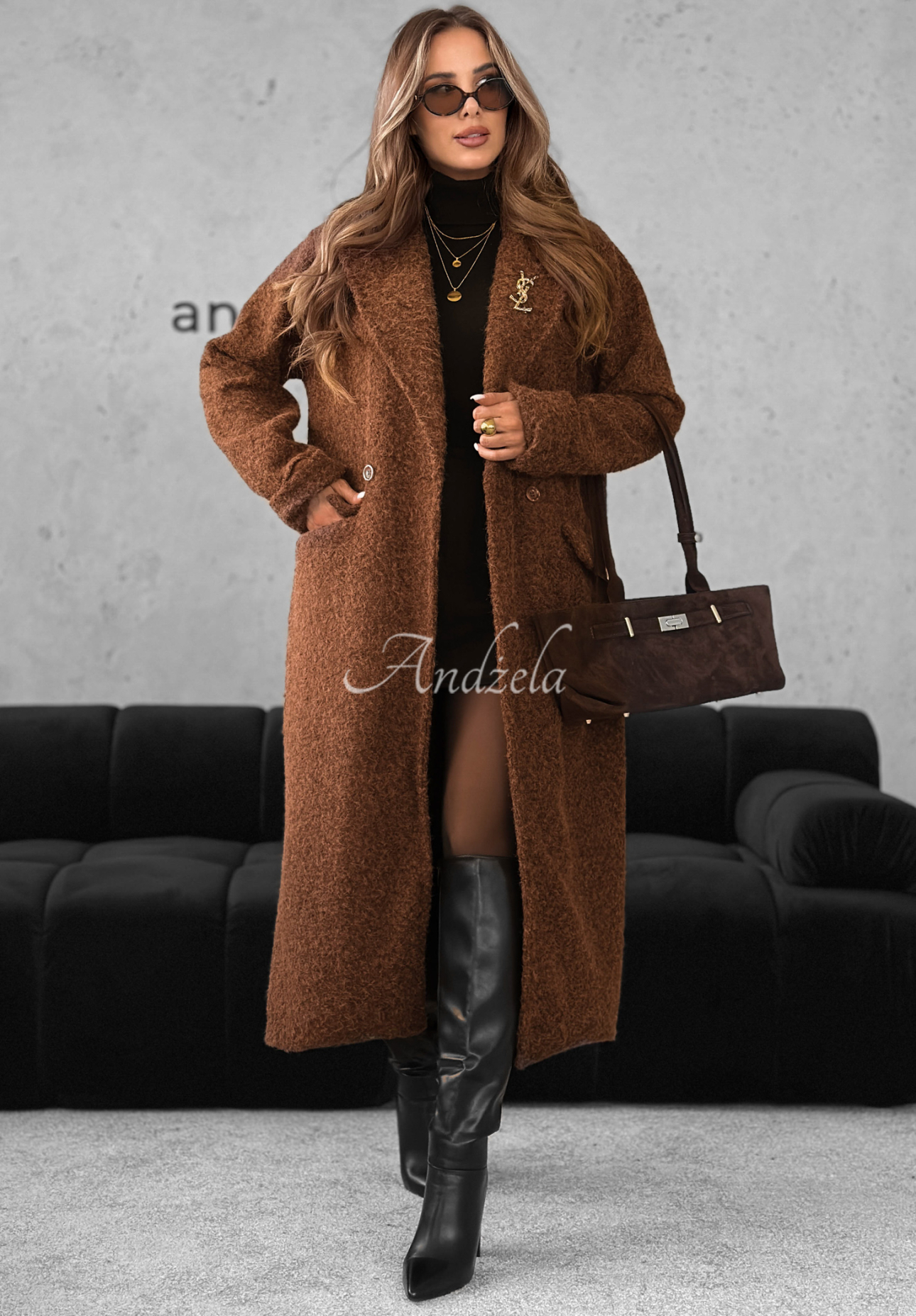 City Of Bergen long sheepskin coat chocolate