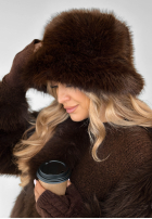 Czapka bucket hat z futerkiem When Snow Falls czekoladowa