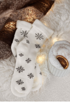 Długie skarpetki z nadrukiem Sugar Snow białe