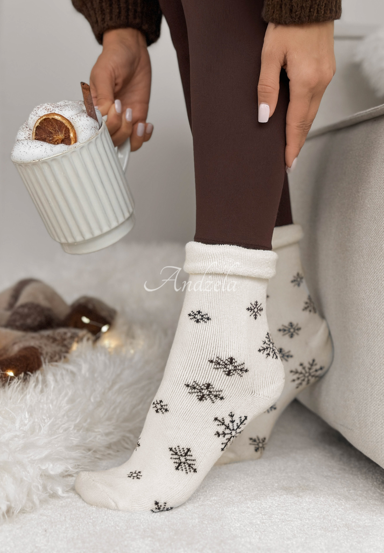 Long patterned socks Sugar Snow white