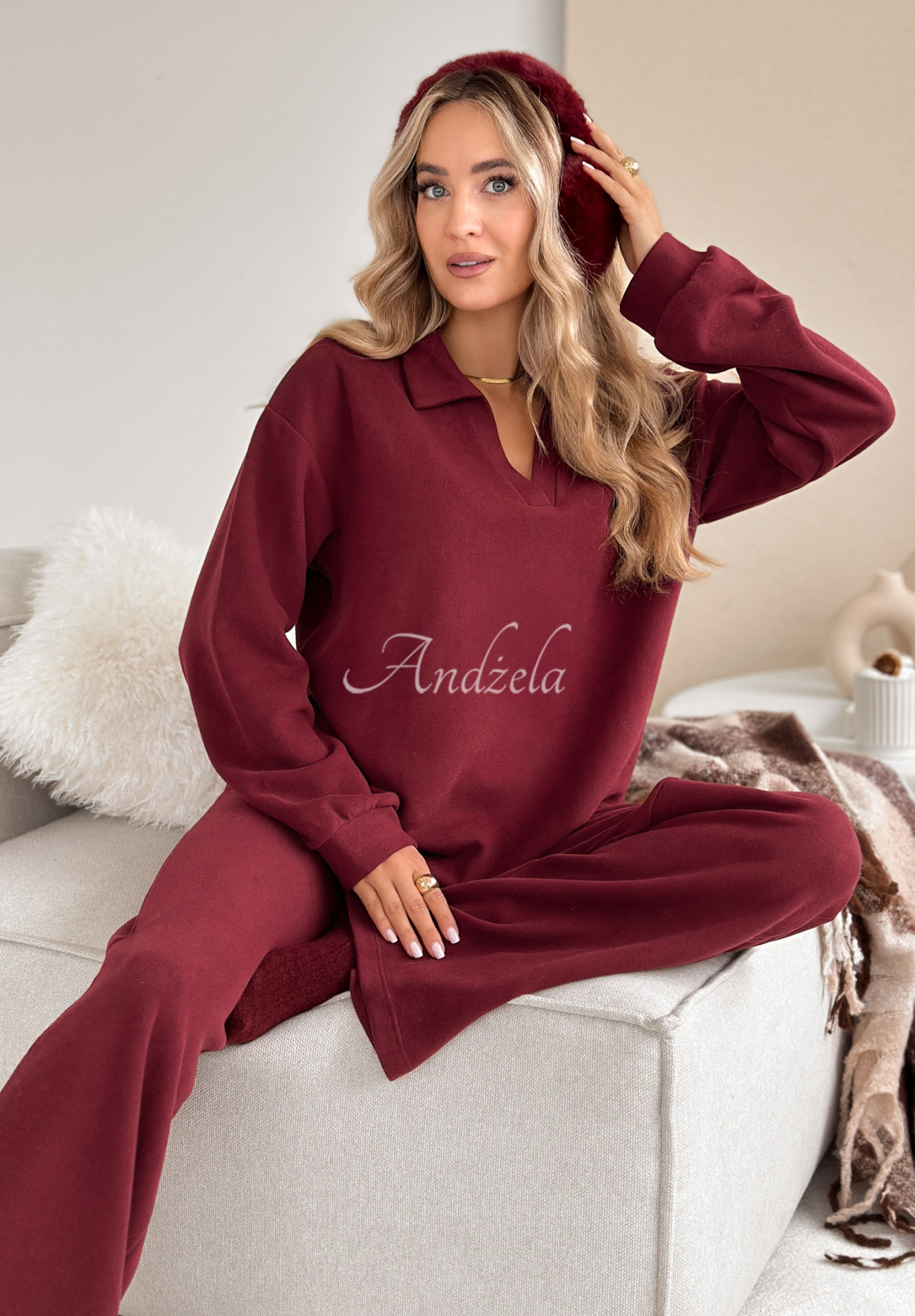 Komplet dresowy bluza i spodnie Better Alone burgundowy