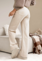 Spodnie jeansowe wide leg Classic Move z paskiem ecru