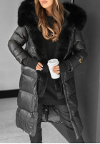 Puchowa kurtka z futerkiem Zero Contact czarna