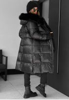 Puchowa kurtka z futerkiem Zero Contact czarna