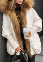 Krótka kurtka z futerkiem Hello October ecru