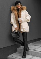 Krótka kurtka z futerkiem Hello October ecru