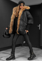 Krótka kurtka z futerkiem Hello October czarna