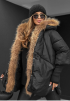 Krótka kurtka z futerkiem Hello October czarna