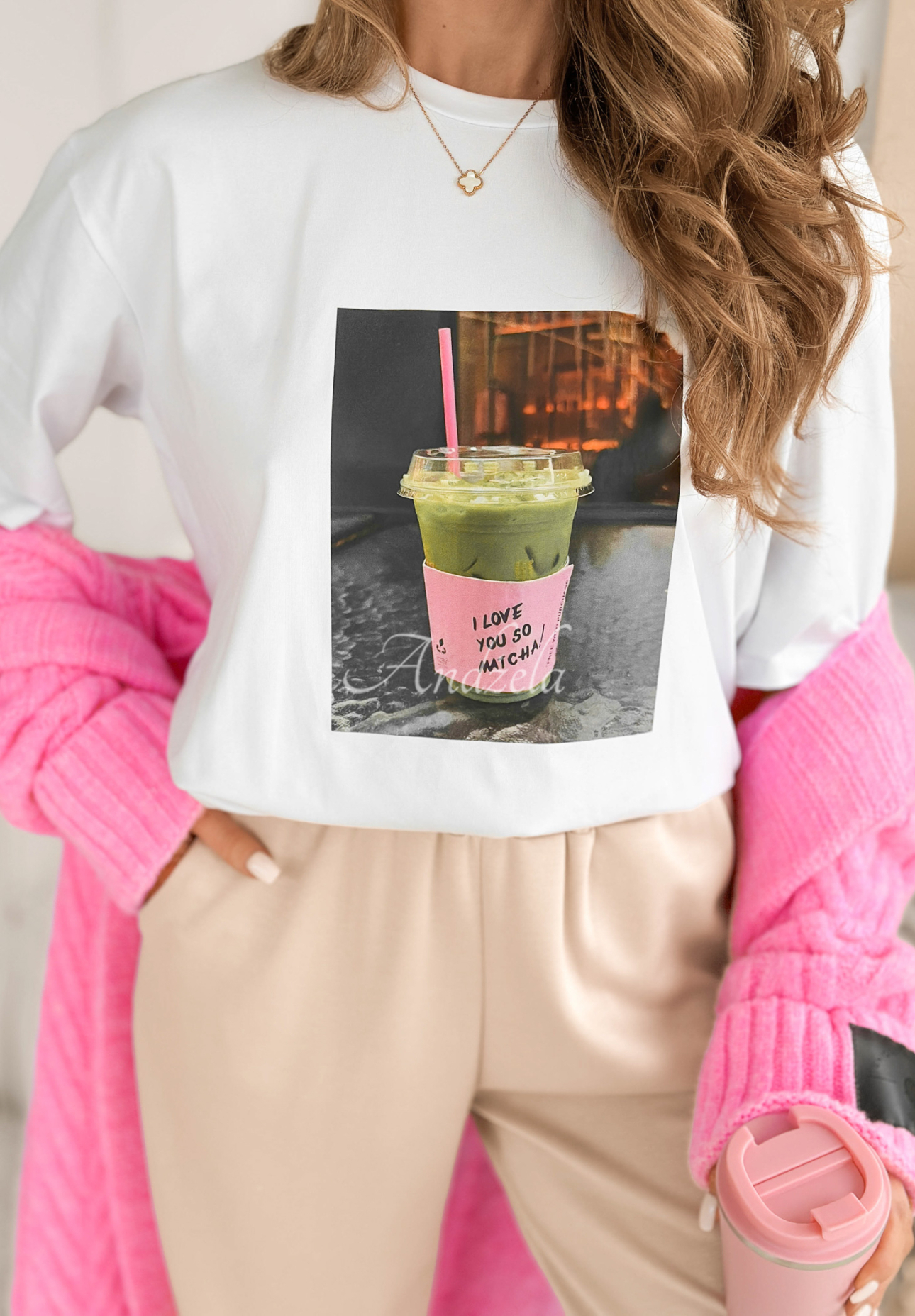 I Love Matcha printed t-shirt white