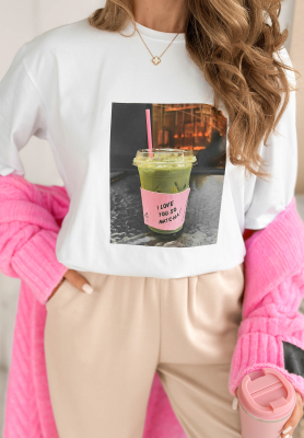 I Love Matcha printed t-shirt white