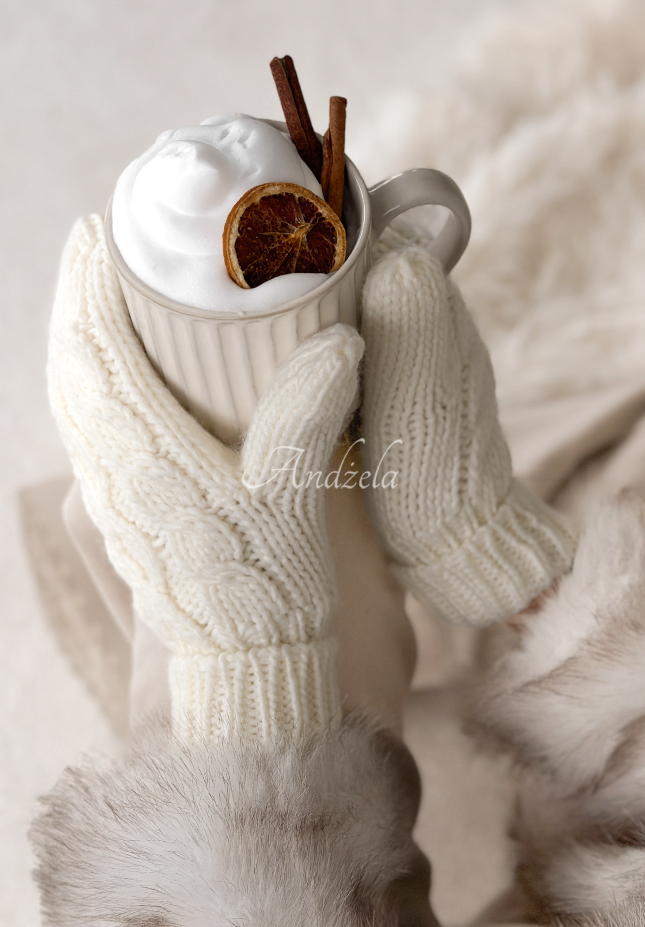 Braided gloves Arctic Weather ecru