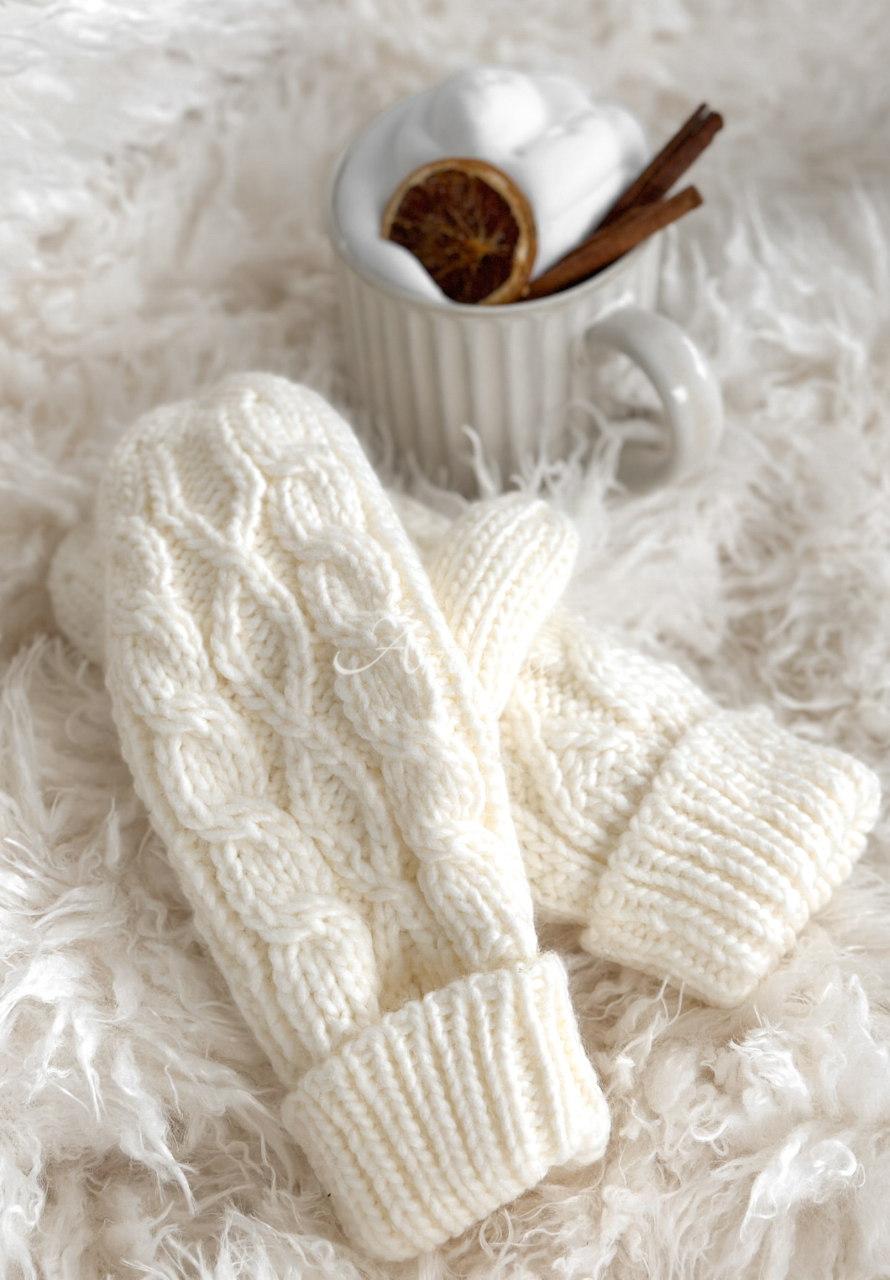 Braided gloves Arctic Weather ecru