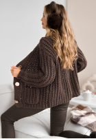 Krótki kardigan z guzikami Autumn Lovers czekoladowy