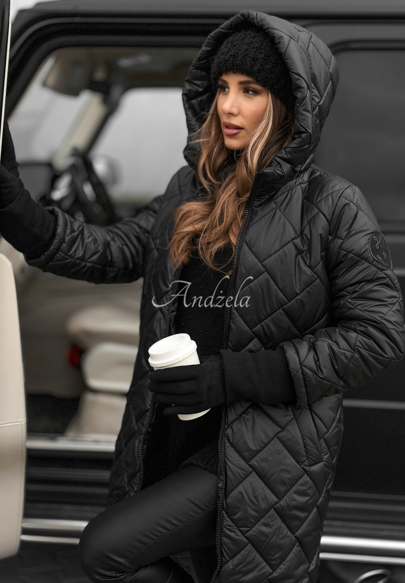 Forest Walk long quilted jacket black