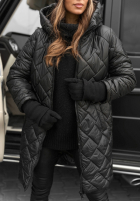 Długa pikowana kurtka Forest Walk czarna