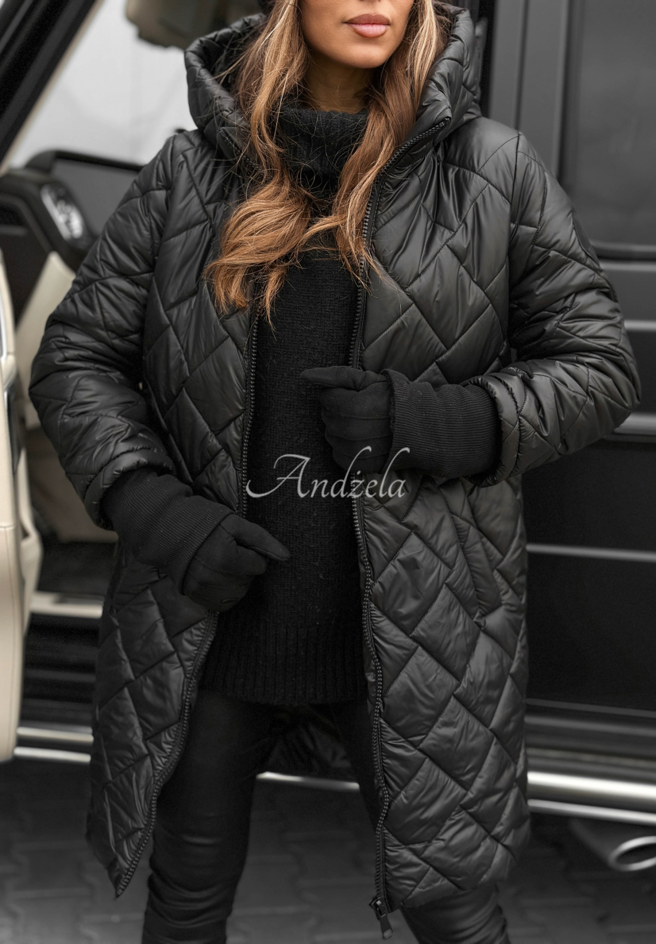 Forest Walk long quilted jacket black