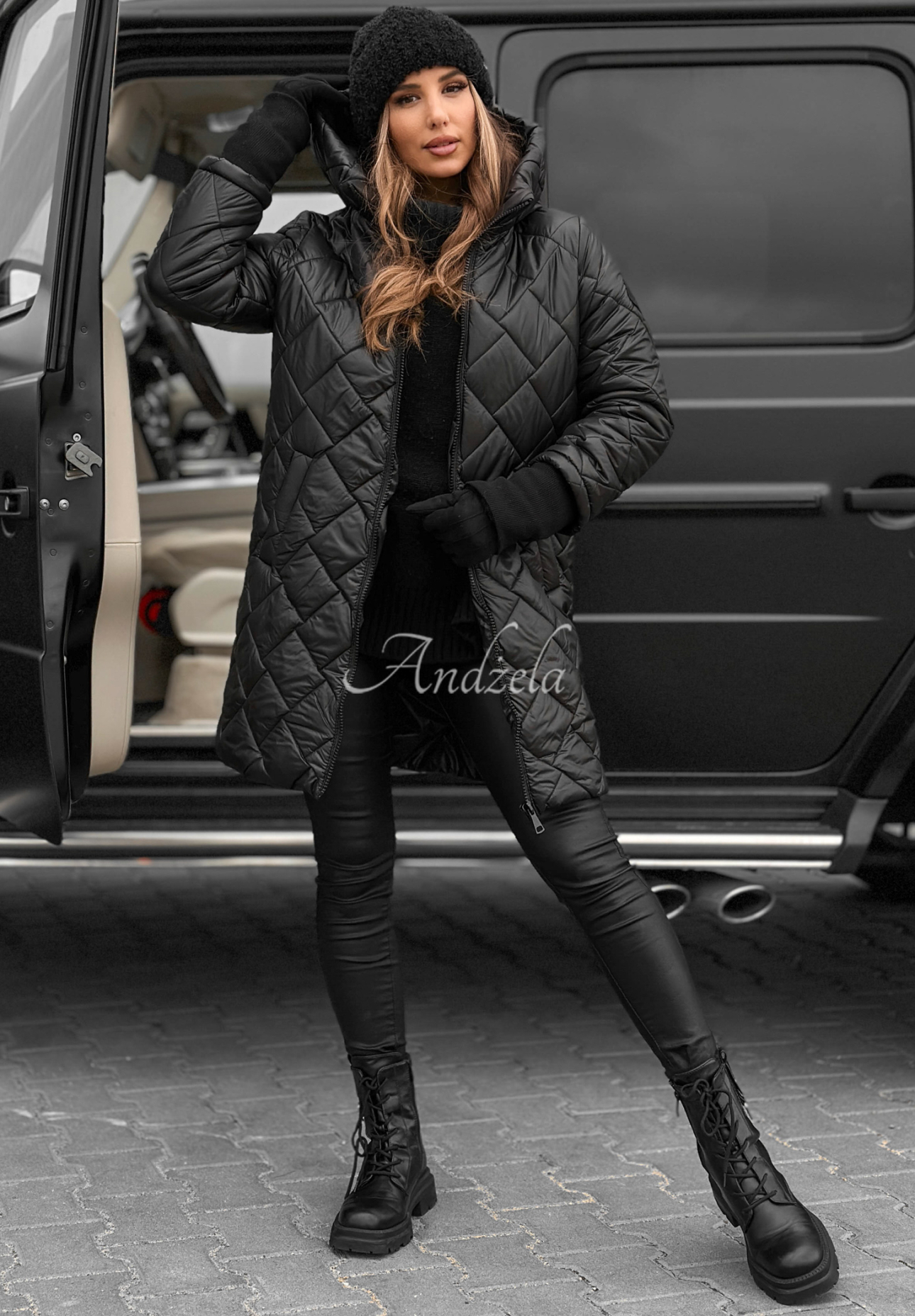 Forest Walk long quilted jacket black