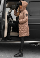 Długa pikowana kurtka Forest Walk camelowa